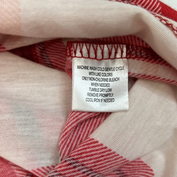 Size small red white plaid button up front tie sleeveless tank vest top - Picture 10 of 11